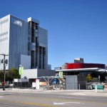 Wyly Theatre south elevation with Winspear Opera to the right