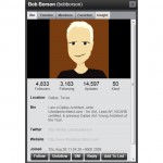 Twitter Stats - meta data biography of Bob Borson