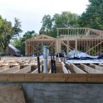 Floor joist framing from front