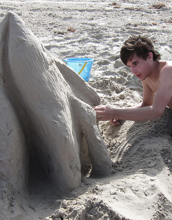 Carving Sand Castle Sculpture Beach