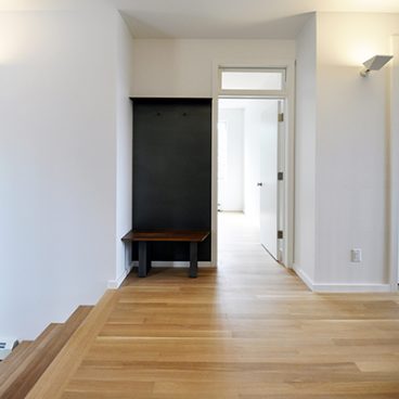 Finished walnut and steel benches