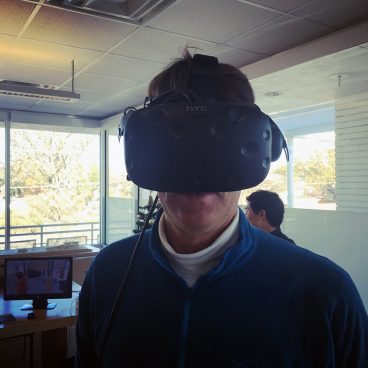 Michael Malone experimenting with the HTC Vive headgear
