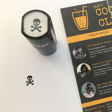 Skull and crossbones stamp