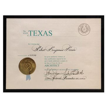 Bob Borson's Architectural Registration Examination License