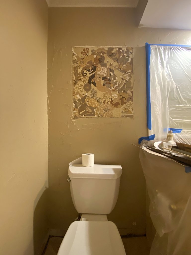 Wallpaper above toilet - sneak peak a bit closer