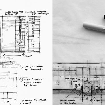 Architectural detail and elevation sketches by Bob Borson 01