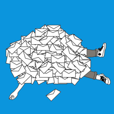 too many emails - sketch by artist Elena Lacey