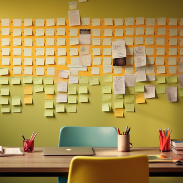 monthly calendar with post-it notes