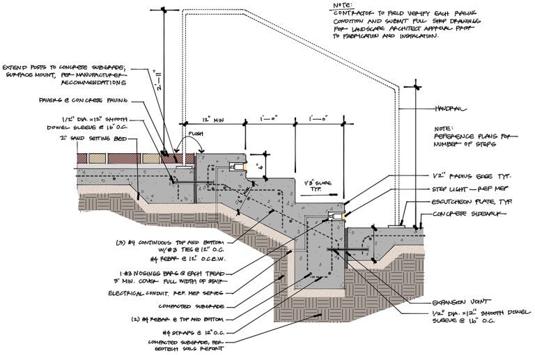 Exterior stair treads drawn by Bob Borson